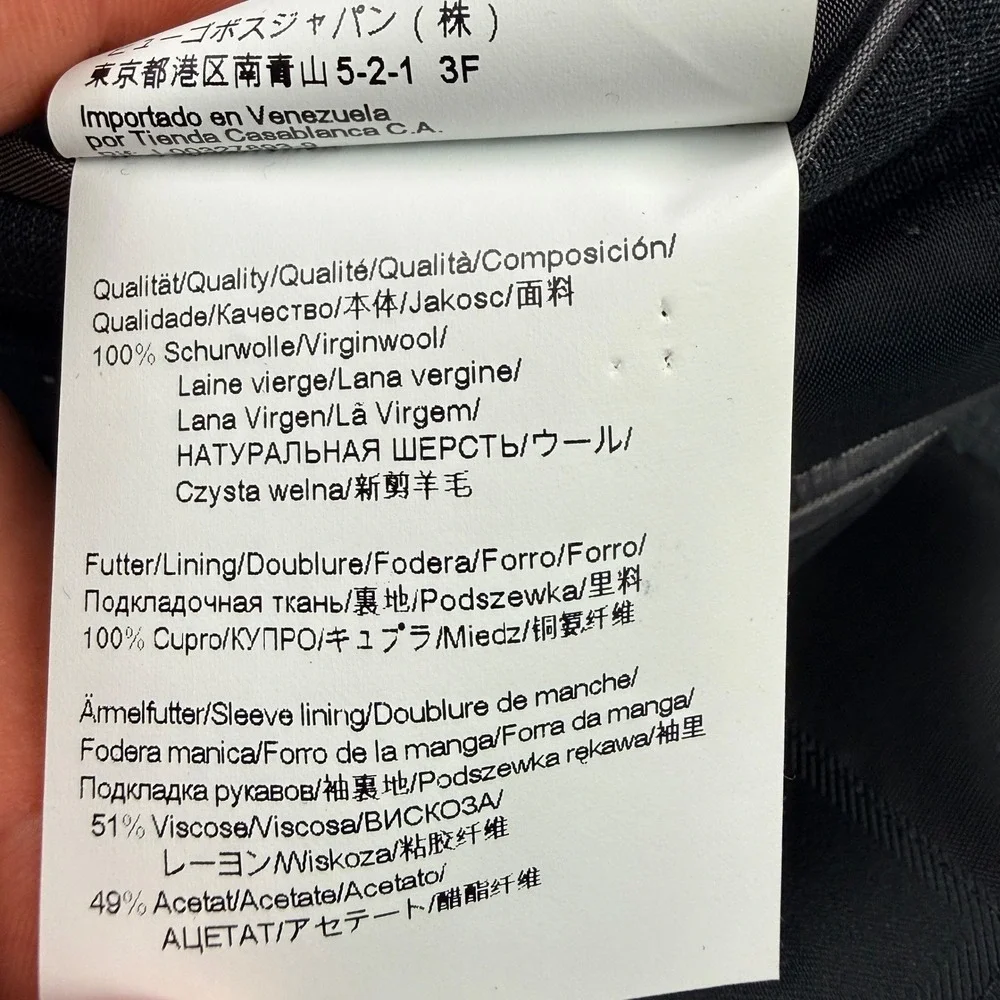BOSS HUGO BOSS Mens Charcoal Check Super 100 Wool Suit Jacket Blazer 44L‎